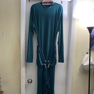 Fashion Nova Teal Long Sleeve Dress